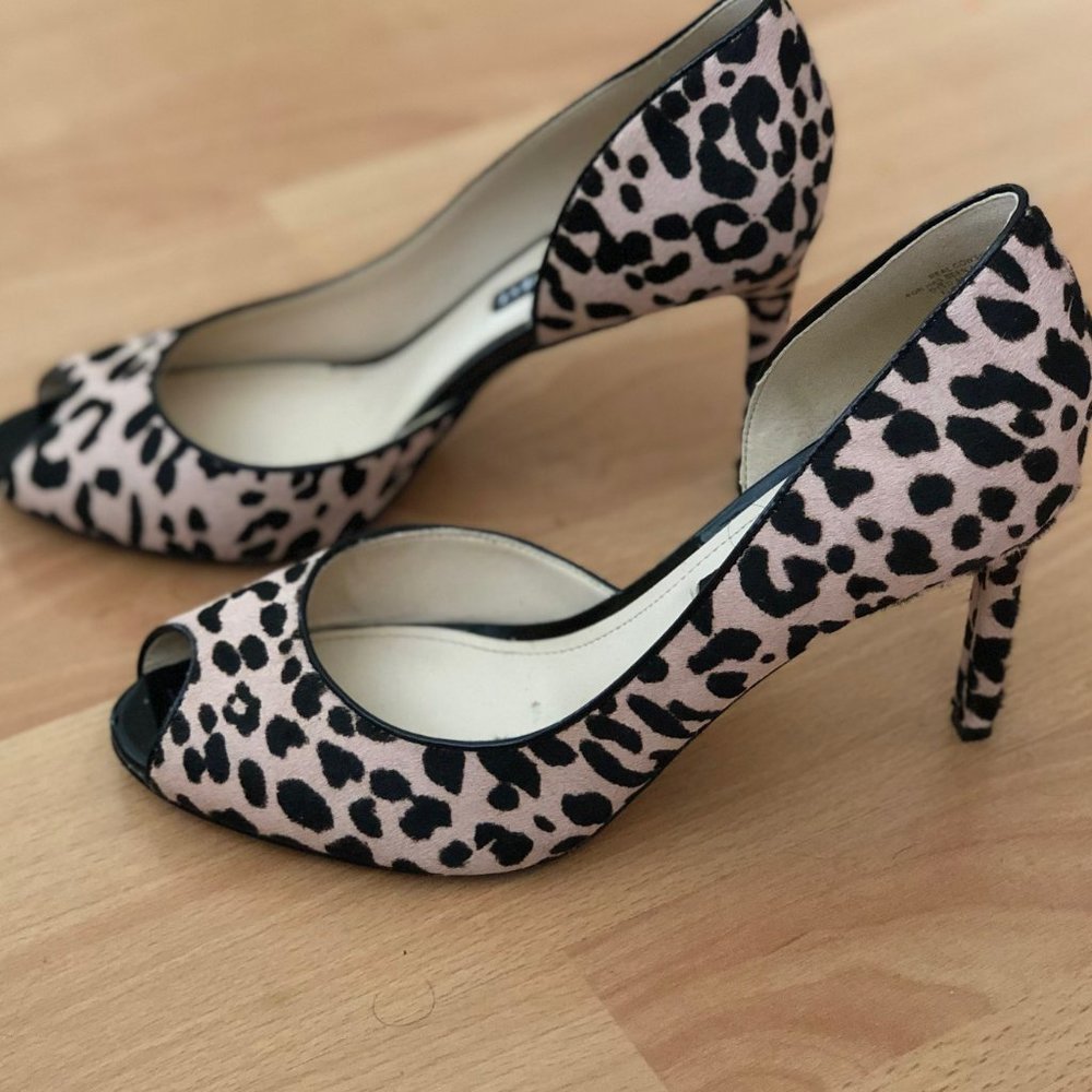Nine West 8M Peep Toe Pumps Heels Cheetah Leopard Animal Print